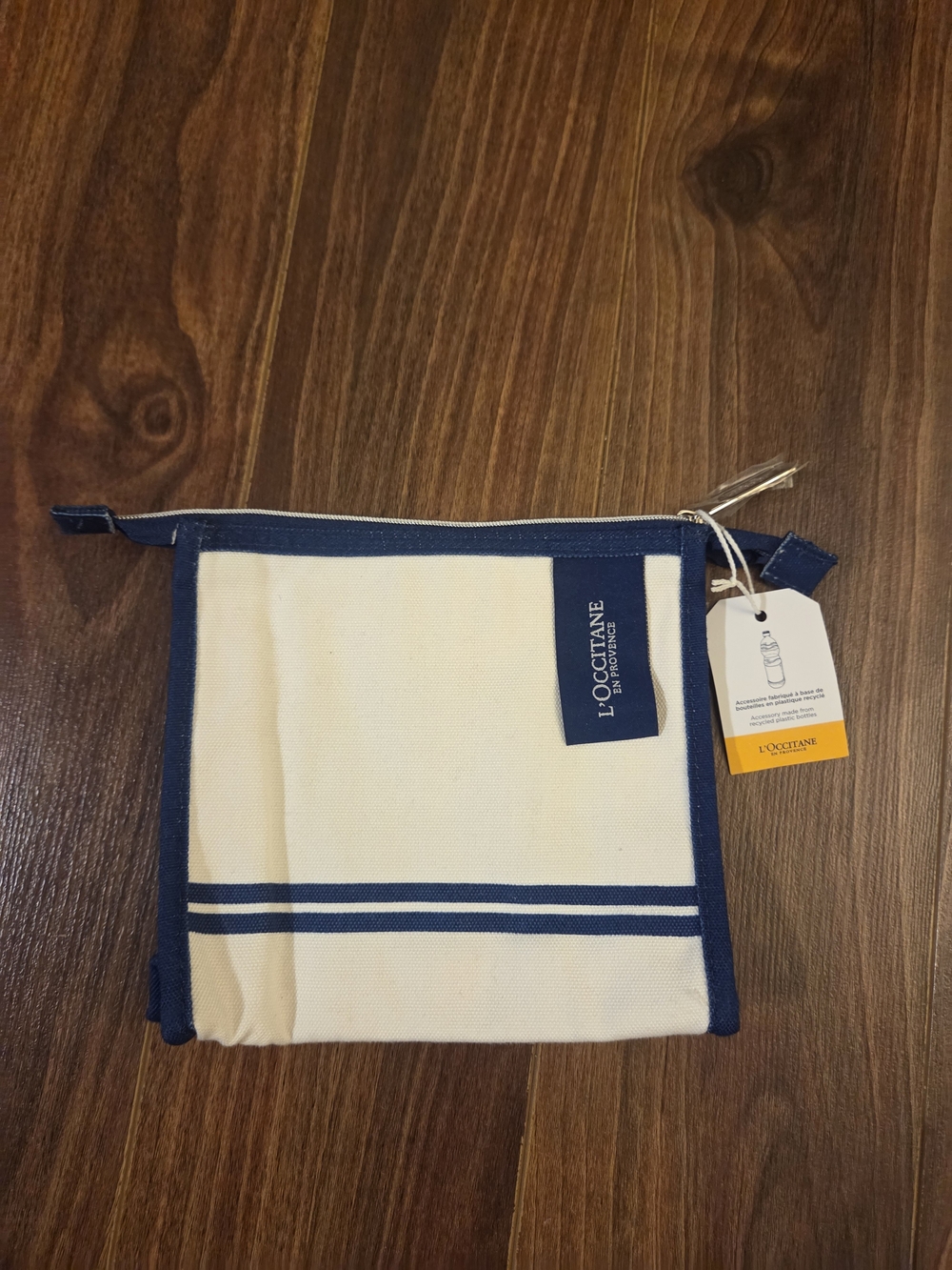 NWT L'Occitane En Provence Canvas Beauty Pouch/Travel Bag - Navy Cream